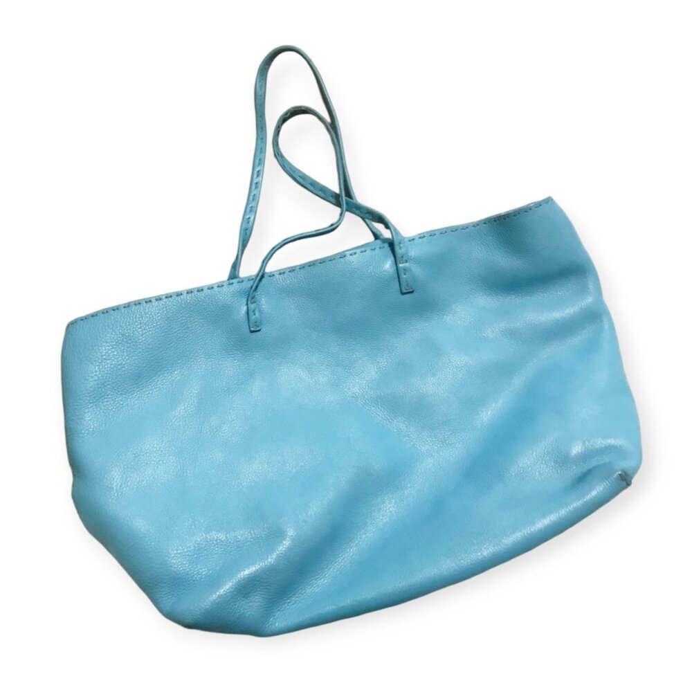 Vintage Fendi Selleria Roll Tote Blue Leather Hand Stitched Italy